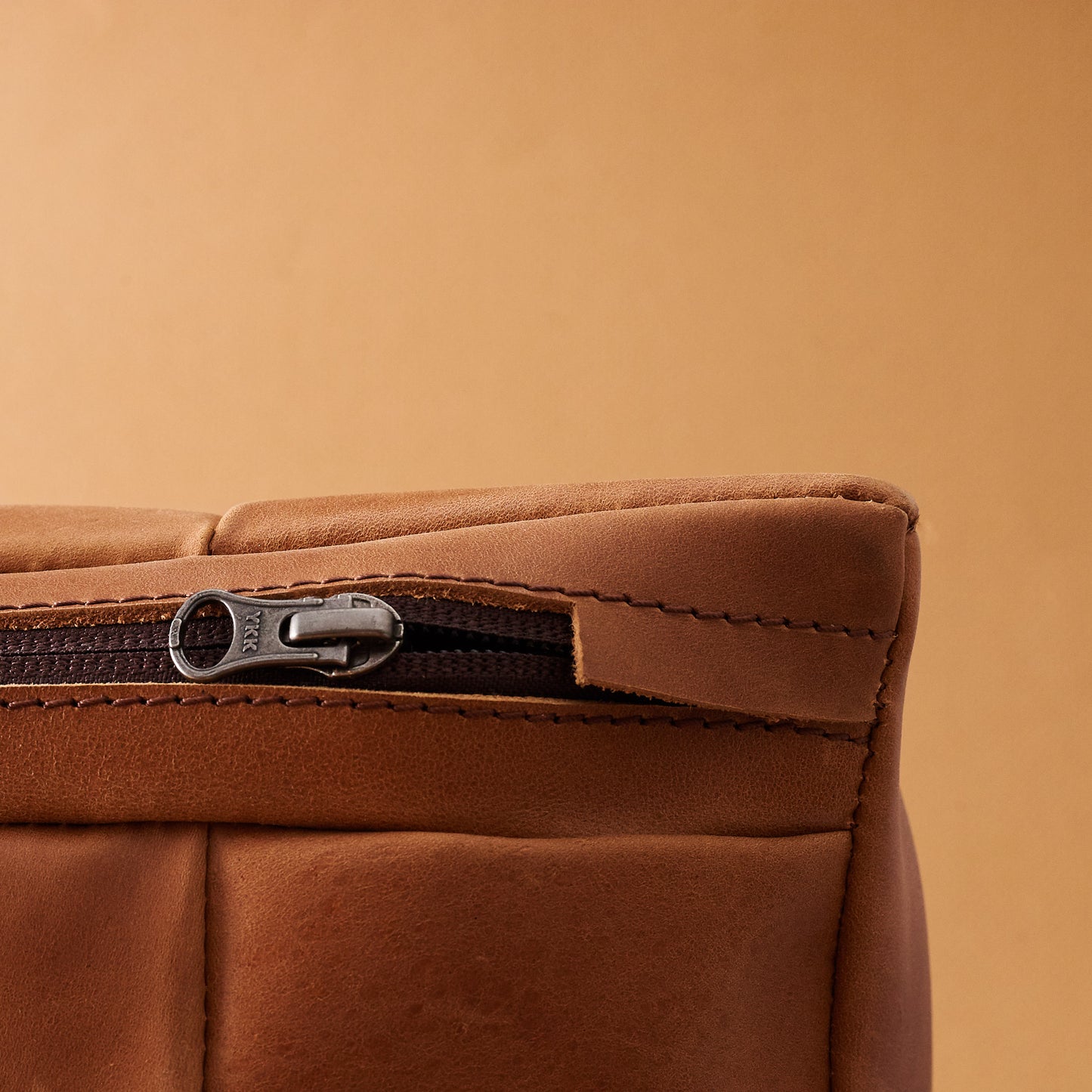 YKK zipper. Leather Desk Footrest Cover Tan by Modoun Home Decor