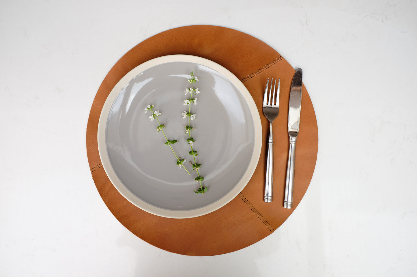 Style. Leather Round Placemats Set Tan by Modoun Home Decor