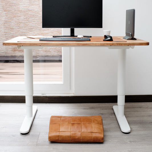 Desk Setup. Leather Desk Footrest Cover Tan by Modoun Home Decor
