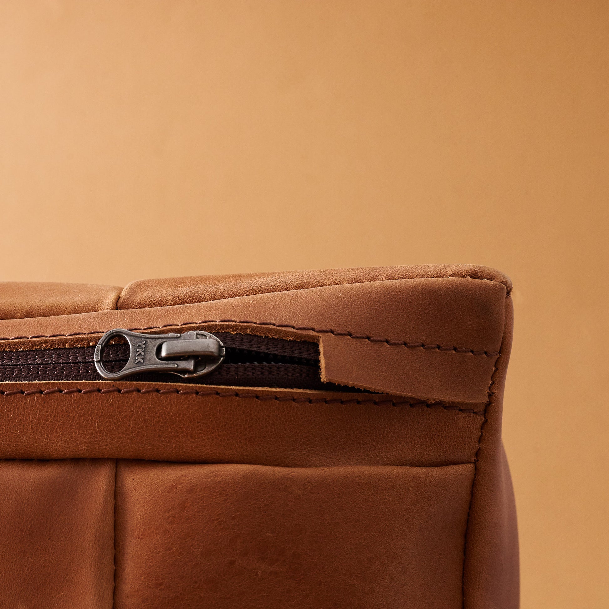 YKK zipper. Leather Desk Footrest Cover Tan by Modoun Home Decor