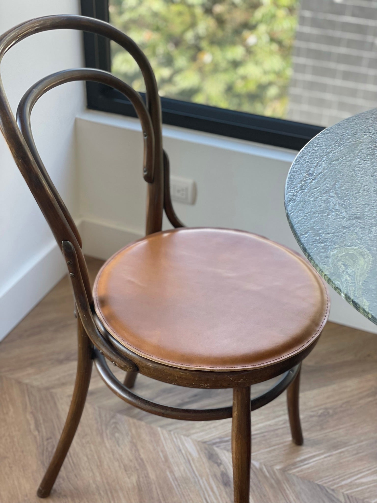 Chair. Leather Round Cushion Tan by Modoun Home Decor