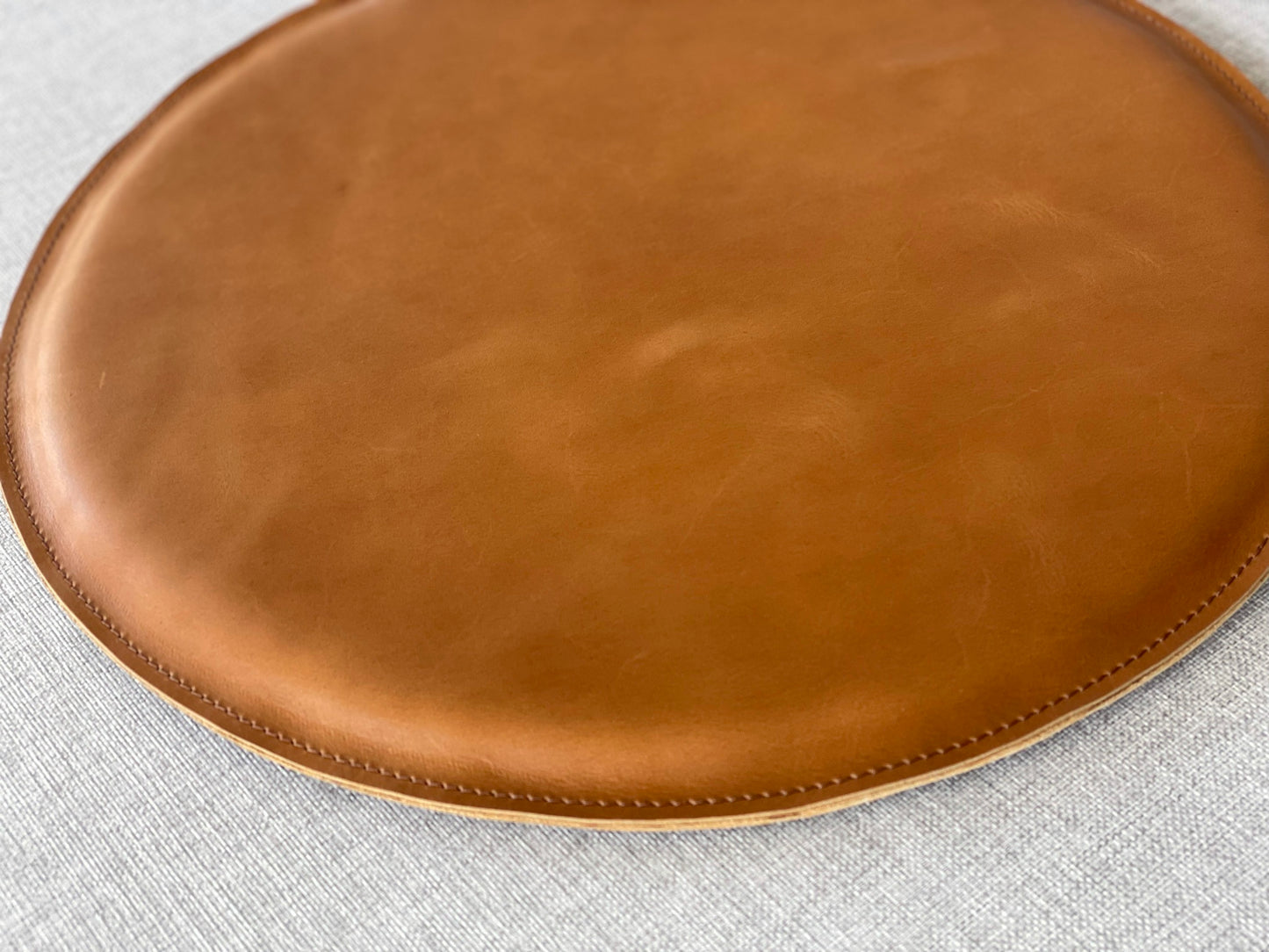 Full grain leather. Leather Round Cushion Tan by Modoun Home Decor
