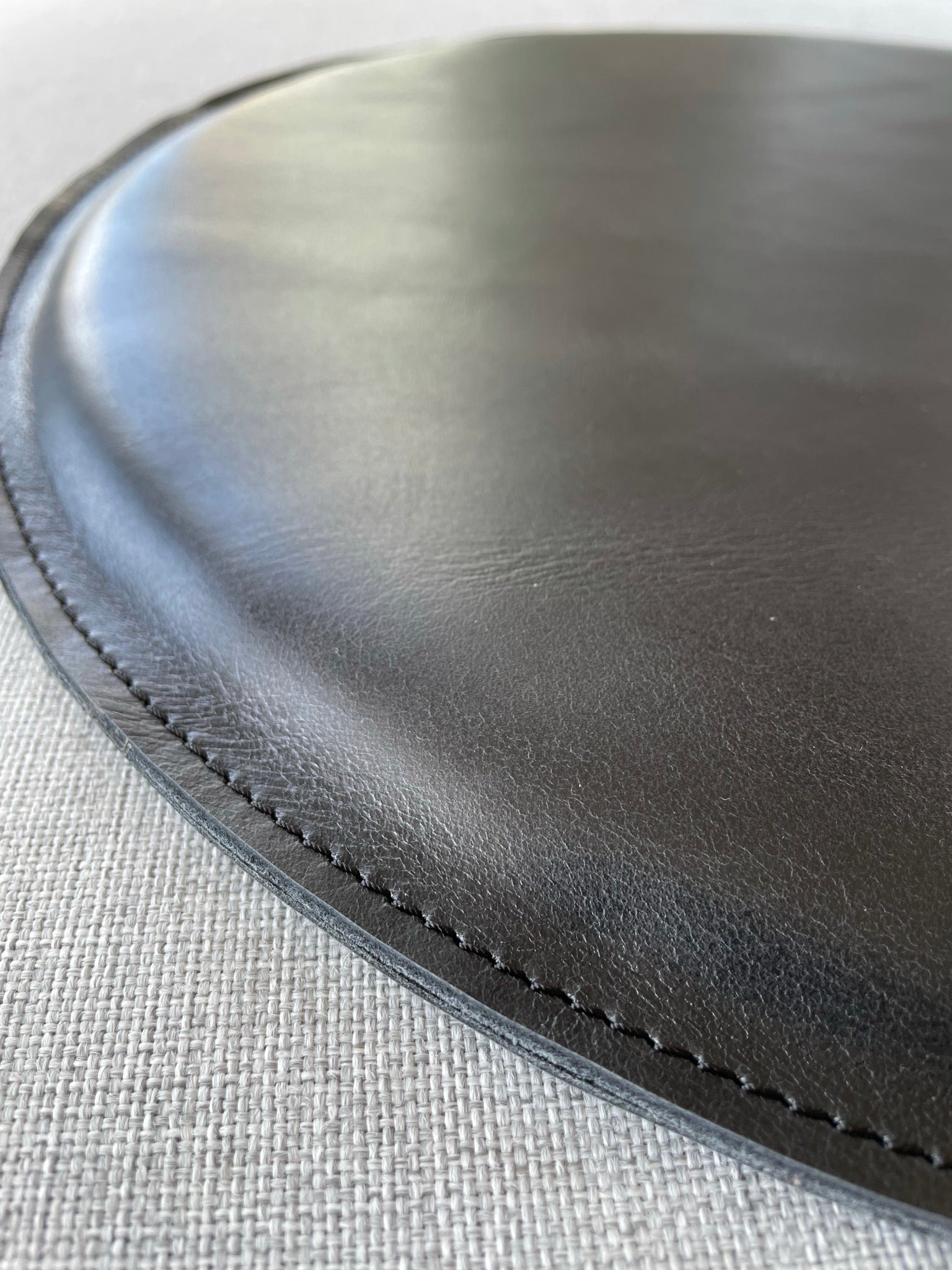 Full grain leather. Leather Round Cushion Black by Modoun Home Decor