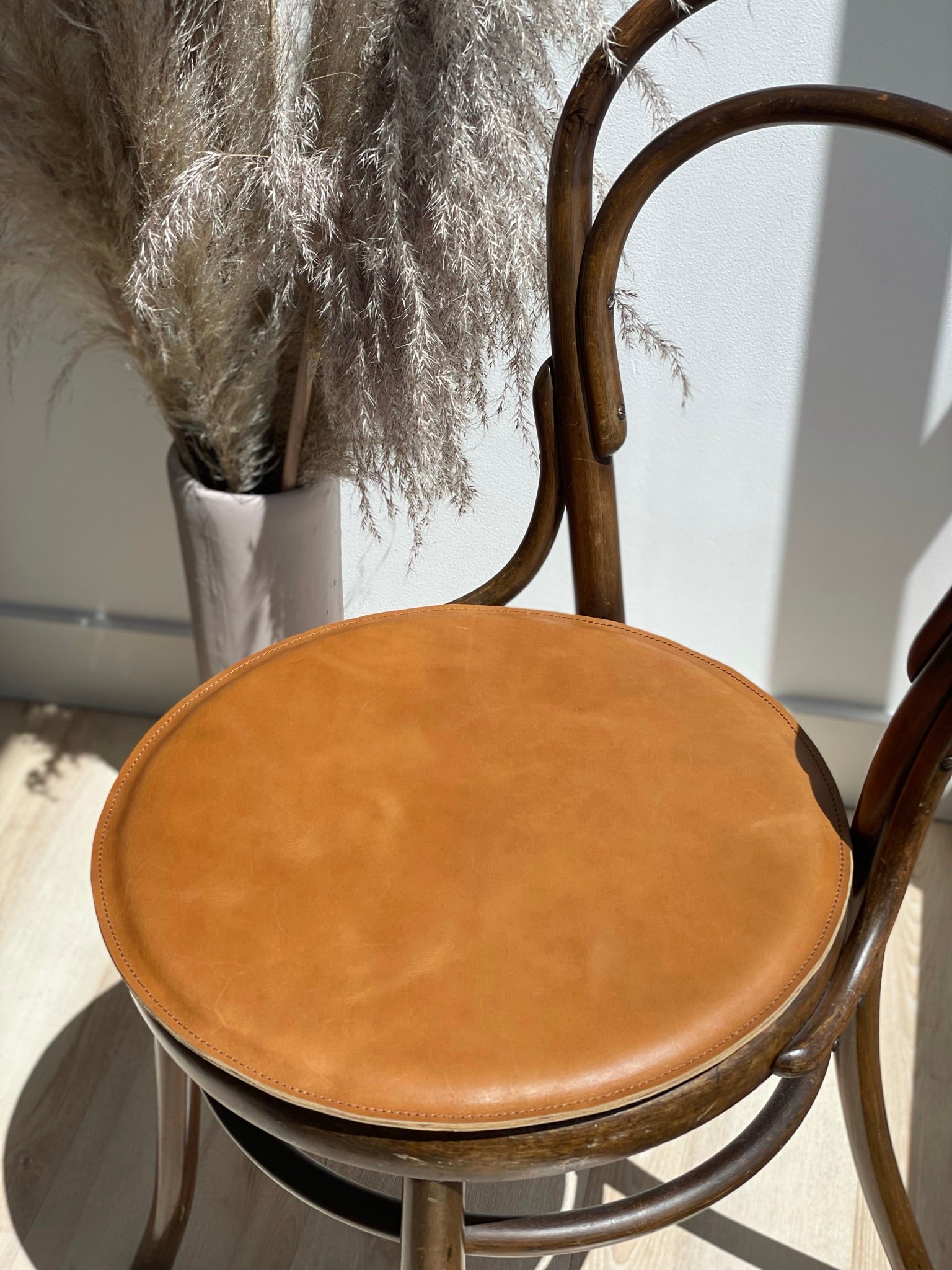 Style. Leather Round Cushion Tan by Modoun Home Decor