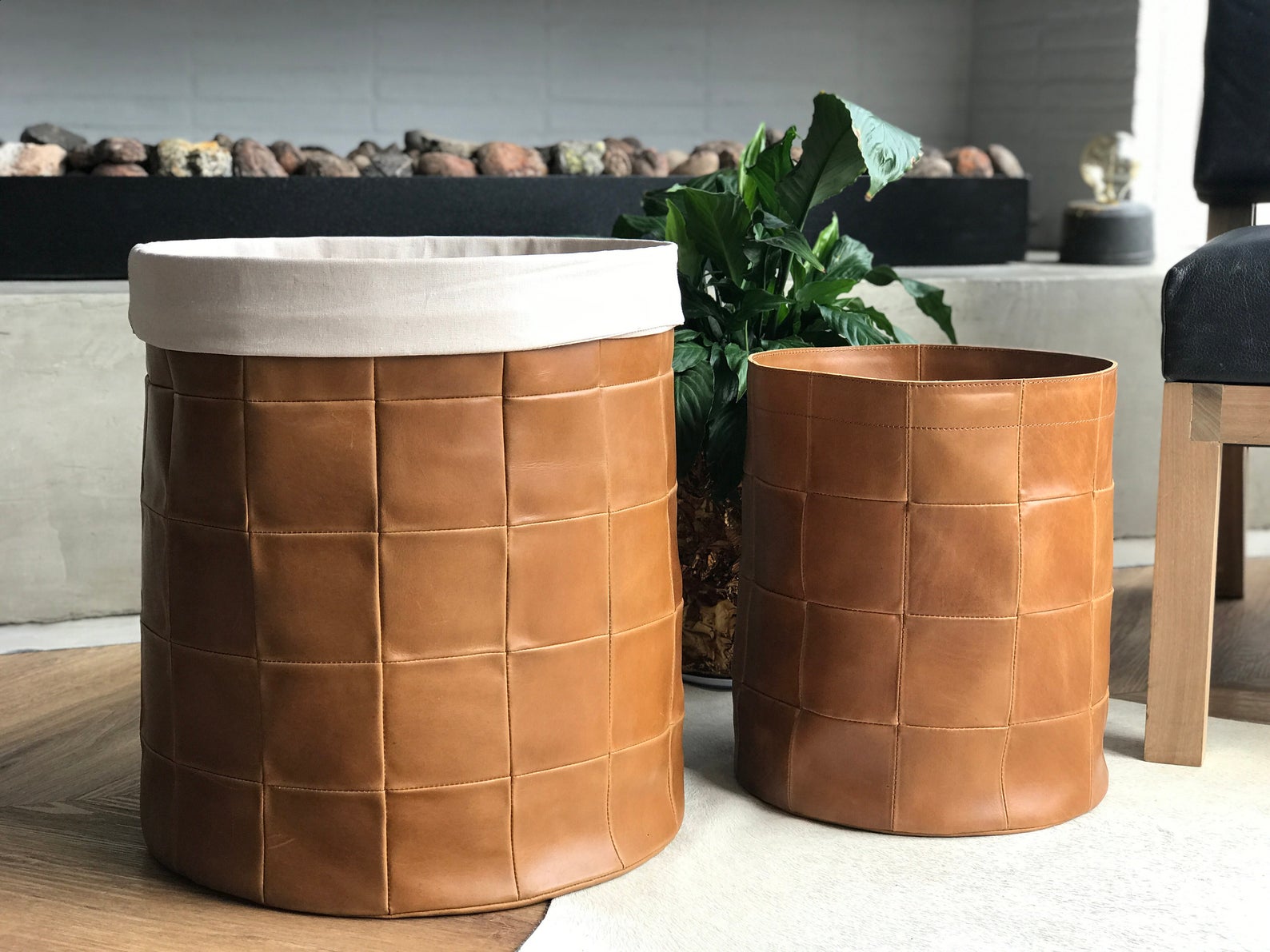 Large and medium. Leather Storage Bin by Modoun Home Decor